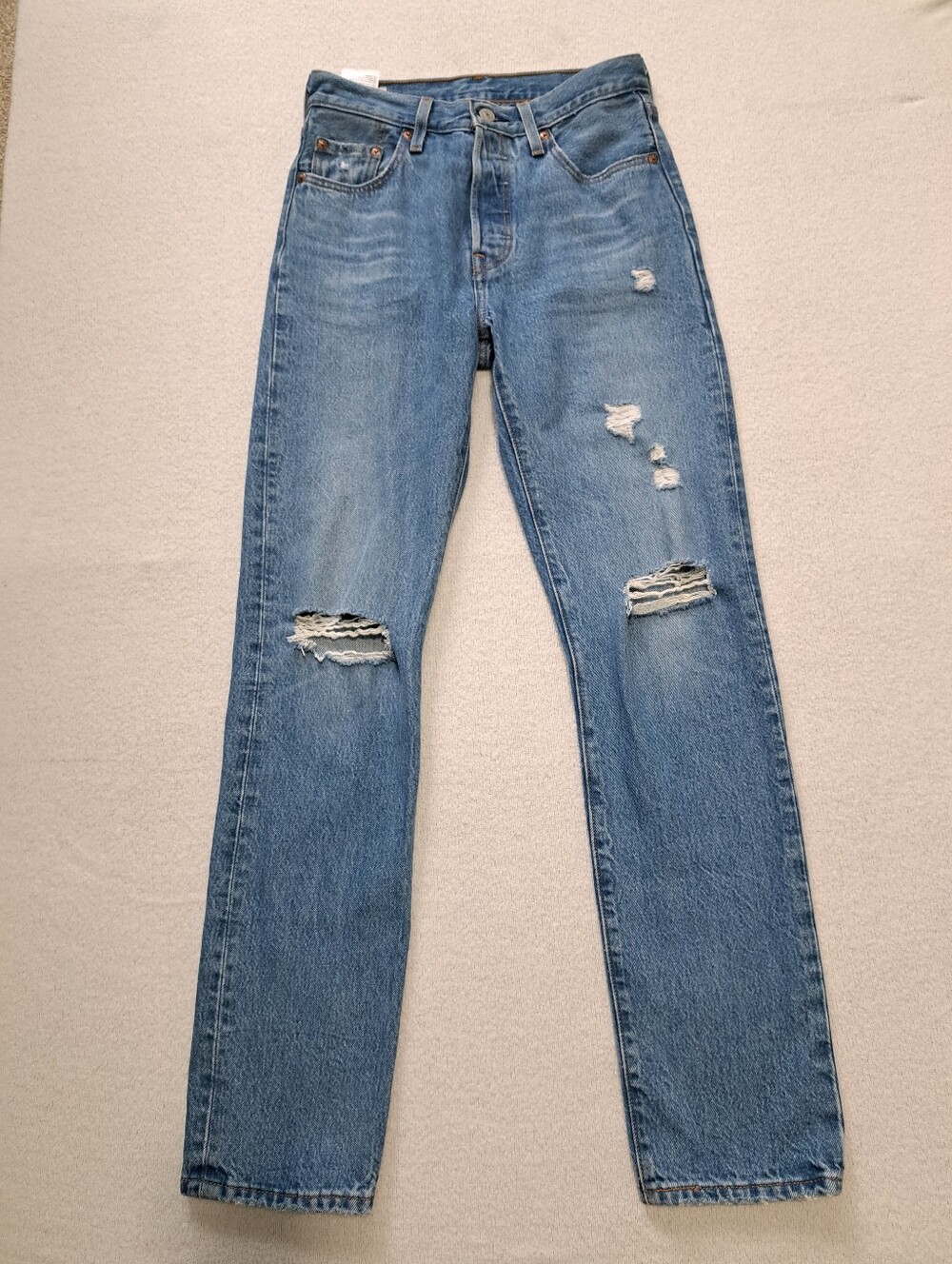 Levi's 501 Jeans Womens Size 25 Blue Distressed Denim Classic Straight Leg